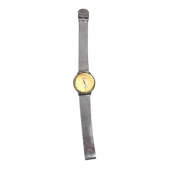 Vintage Mesh Peugeot Quartz Stainless Steel Watch Two Tone Gold Dial 9" READ - Picture 9 of 10